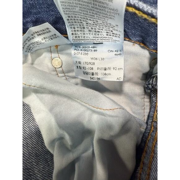 Levi's 505 Jeans Men's Size 36 X 30 Regular Fit Flex Medium Stone Wash Denim - Picture 4 of 7